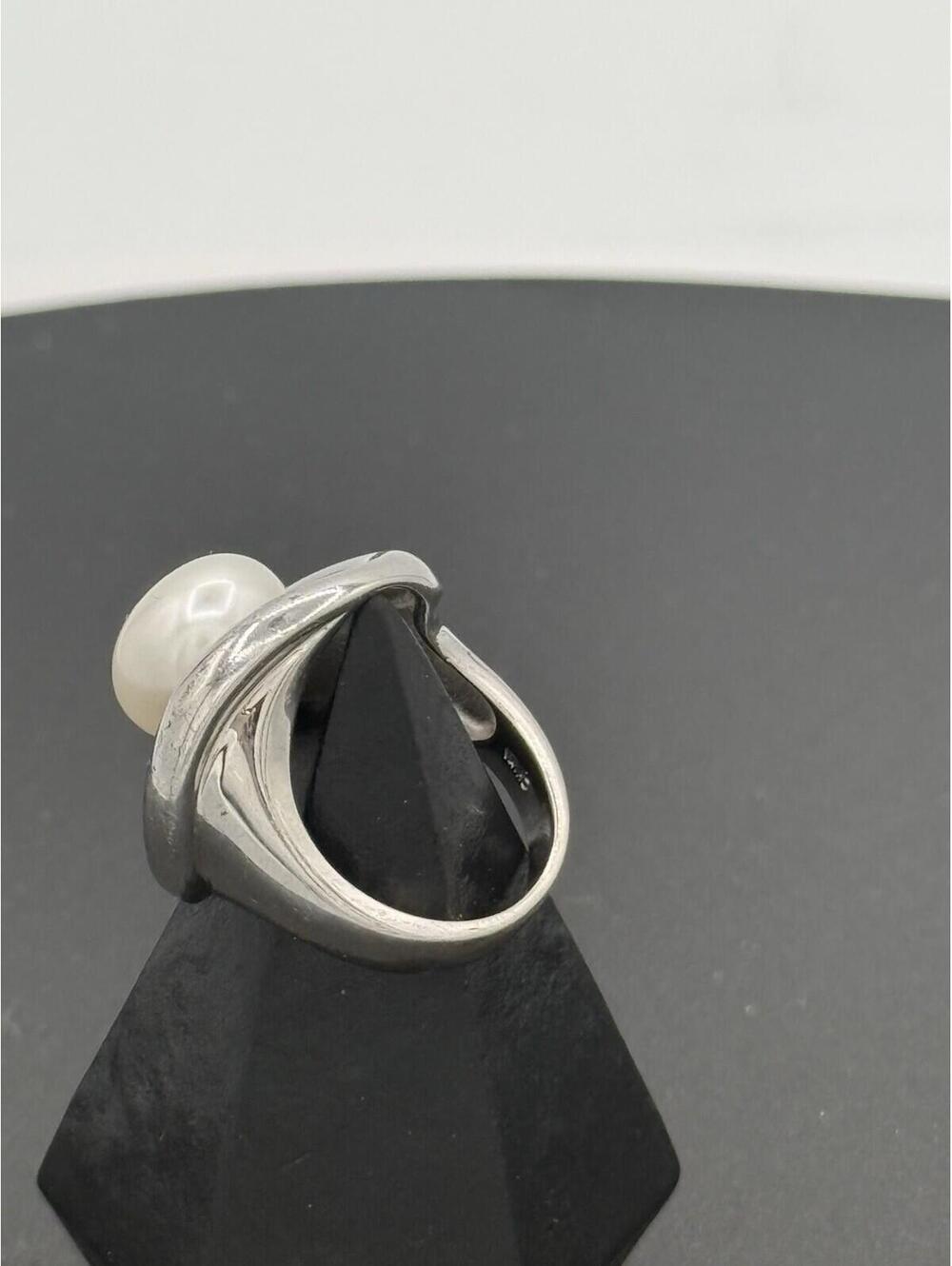 925 Sterling Silver Cultured Pearl Swirl Wrap Ring Size 8 - Picture 3 of 9